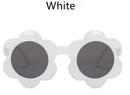 Zonnebril Voor Kids Ronde Bloem Leuke Bril Uv-bescherming Kinderen Meisje Jongen Eyewear Pak Voor Party Fotografie Outdoor wit