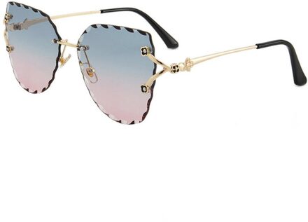 Zonnebril Vrouwen Frameloze Metalen Dot Diamond Cut Edge Womens Zonnebril UV400 Eyewear Oceaan Lens Bril 6