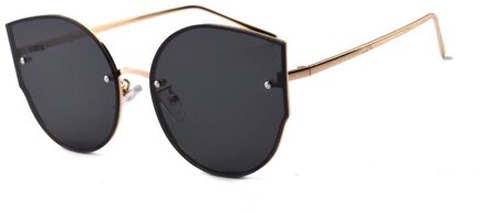 Zonnebril Vrouwen Ronde Cat eye Zonnebril UV400 oculos de sol feminino Metalen Frame Kleurrijke Bril 740R goud kader grijs