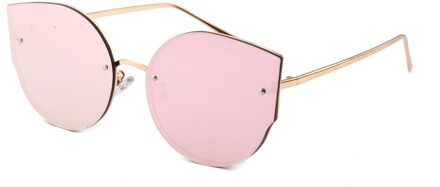 Zonnebril Vrouwen Ronde Cat eye Zonnebril UV400 oculos de sol feminino Metalen Frame Kleurrijke Bril 740R roze Mirror
