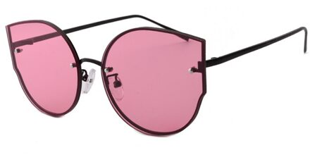 Zonnebril Vrouwen Ronde Cat eye Zonnebril UV400 oculos de sol feminino Metalen Frame Kleurrijke Bril 740R roze Transperant