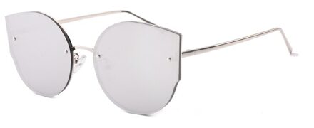 Zonnebril Vrouwen Ronde Cat eye Zonnebril UV400 oculos de sol feminino Metalen Frame Kleurrijke Bril 740R zilver kader zilver