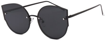 Zonnebril Vrouwen Ronde Cat eye Zonnebril UV400 oculos de sol feminino Metalen Frame Kleurrijke Bril 740R zwart kader grijs
