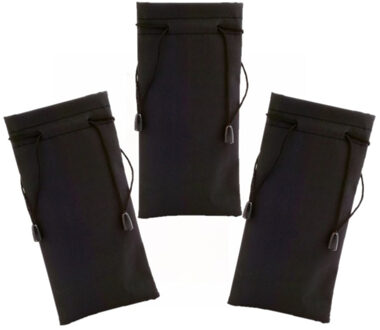 Zonnebrillen etui - 10x stuks - zwart - 18 x 9 cm - stof - brillenhoes - Zonnebrilzakje - beschermho