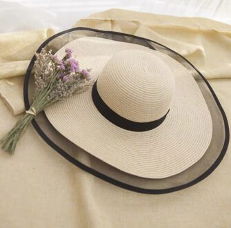 Zonnehoed Zomer Anti-Uv Lady Brede Rand Hoed Vrouwen Solid Plain Floppy Zomer Strooien Hoeden Voor Vrouwen Vrouwelijke Mesh Rand strand Hoed C