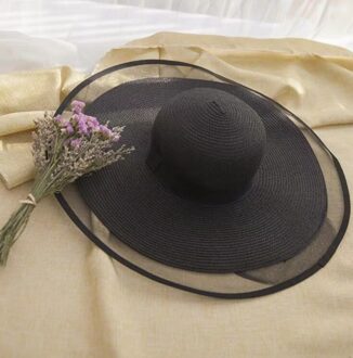 Zonnehoed Zomer Anti-Uv Lady Brede Rand Hoed Vrouwen Solid Plain Floppy Zomer Strooien Hoeden Voor Vrouwen Vrouwelijke Mesh Rand strand Hoed