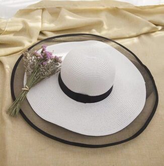 Zonnehoed Zomer Anti-Uv Lady Brede Rand Hoed Vrouwen Solid Plain Floppy Zomer Strooien Hoeden Voor Vrouwen Vrouwelijke Mesh Rand strand Hoed