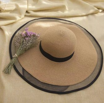 Zonnehoed Zomer Anti-Uv Lady Brede Rand Hoed Vrouwen Solid Plain Floppy Zomer Strooien Hoeden Voor Vrouwen Vrouwelijke Mesh Rand strand Hoed