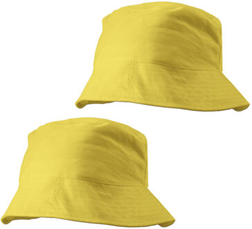 Zonnehoedje/vissershoedjes voor volwassenen - 2x stuks - geel - 100% katoen - Zon bescherming