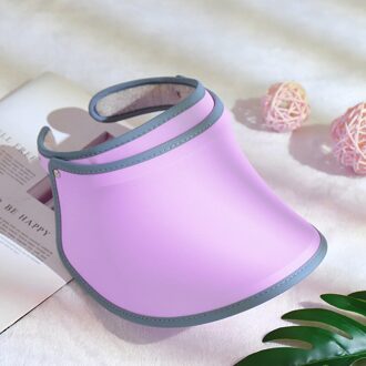 Zonneklep Hoeden Vrouwen Grote Rand Zomer Uv Bescherming Strand Outdoor Cap ENA88 Paars