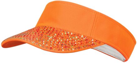 Zonneklep met steentjes Neon Oranje