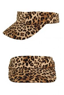 Zonneklep verkleed pet met panterprint - Foute jaren 80 zonneklep - voor volwassenen Multi