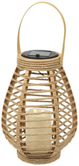 Zonnelantaarn tafellamp - Solar - rotan - 26,5 cm - kaarseffect