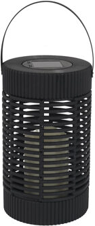 Zonnelantaarn tafellamp - Solar - zwart - 23 cm - kaarseffect - kunststof