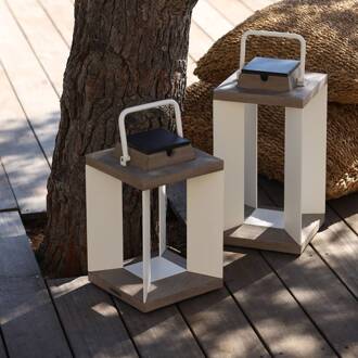 Zonnelantaarn Teckalu, Duratek/wit, 45,5cm wit, grijs