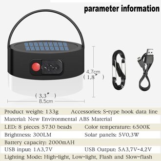 Zonnepaneel Aangedreven Draagbare Led Verlichting Oplaadbare Voor camping Lampen Tent Nacht Vissen Licht Wandelen Reizen Tent Lichten