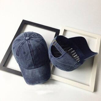 Zonnescherm Cap Wasbare Verstelbare Effen Kleur Unisex Paar Baseball Cap Mode Toevallige Zonnebrandcrème Hoed marine blauw