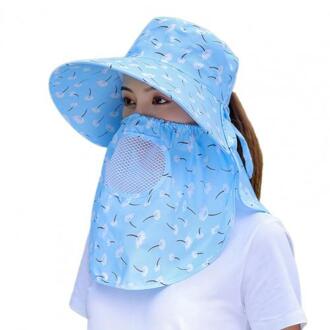 Zonnescherm Hoed Opvouwbare Uv Portection 4 Kleuren Gezicht Cover Hoed Voor Vrouwen Blauw
