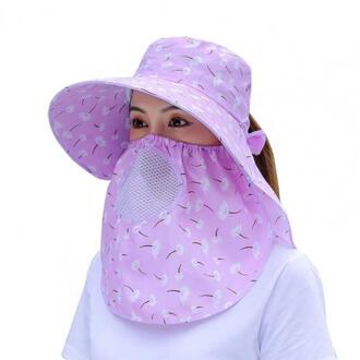 Zonnescherm Hoed Opvouwbare Uv Portection 4 Kleuren Gezicht Cover Hoed Voor Vrouwen Paars