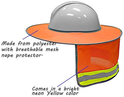 Zonnescherm Outdoor Bouw Veiligheid Harde Hoed Zonnescherm Hals Shield Reflecterende Streep Beschermende Helmen Shield oranje