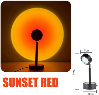 Zonsondergang Lamp Projectie Esthetische Regenboog Lamp Usb Led Nachtlampje Wandlamp Fotografie Achtergrond Voor Thuis Woonkamer Slaapkamer 8cm Sunset rood