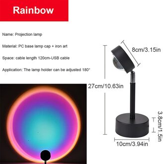 Zonsondergang Projector Lamp Regenboog Sfeer Led Nachtlampje Voor Thuis Slaapkamer Coffe Winkel Achtergrond Wanddecoratie Usb Tafellamp