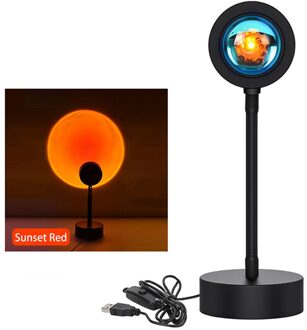 Zonsondergang Rode Led Nachtlampje Zon Projectie Usb Rainbow Projector Wanddecoratie Verlichting Bureaulamp Voor Slaapkamer Bar Koffie Winkel Sunset rood