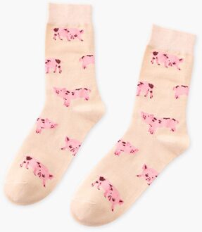 Zoo Korte Teckel Shiba Inu Sokken Tijger Beagle Vrouwen Leuke Varken Hond Buldog Gezellige Sokken Katoenen Dames Patroon Dier Sokken Beige varken