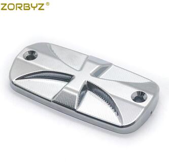 Zorbyz Motorfiets Zwart/Chrome Cross Remvloeistof Cap Voor Yamaha Kawasaki Honda Suzuki Cruisers chroom