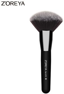 Zoreya Professionele Nylon Grote Fan Borstel Zwart Houten Handvat Make-Up Kwasten Beauty Cosmetische Gereedschap Voor Blusher