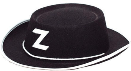 Zorro verkleed hoedje - zwart - voor kinderen - carnaval