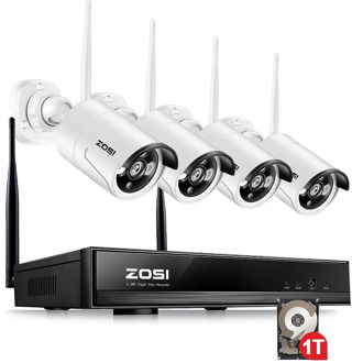 ZOSI 4CH Wireless CCTV System 960P HD NVR kit with Outdoor IR Night IP Camera wifi Camera Security System Surveillance Kits