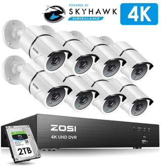 ZOSI 4K 8CH Ultra HD CCTV Camera System H.265+ DVR Kit with 2TB HDD 8PCS 8MP TVI Outdoor Home Video Security Surveillance System