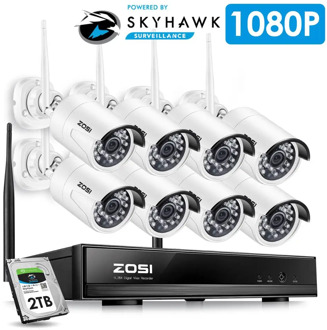 ZOSI 8CH CCTV System Wireless 1080P HD NVR 8PCS 2.0MP IR Outdoor Waterproof P2P Wifi Security Camera System Surveillance Kit