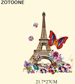 Zotoone Eiffeltoren Patch Warmteoverdracht Vinyl Applique Bloem Vlinder Stickers Voor Kleding Diy T-shirt Opstrijkpatronen