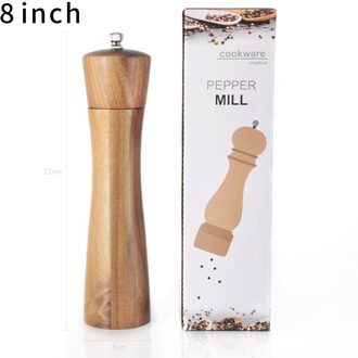 Zout En Peper Molens, acacia Hout Spice Mill Met Sterke Verstelbare Keramische Molen 8 "10"-Keuken Gereedschap Size1