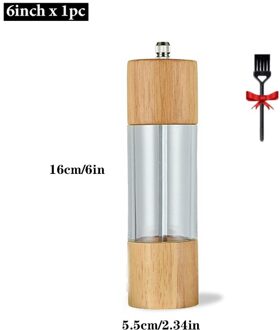 Zout En Pepermolen Handleiding Hout Pepermolen Thuis Molen Effen Spice Kruiden Slijpmachines Hight End Keuken Bbq Gereedschap Grinder-6in 1stk