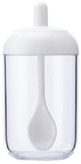 Zout Kruiden Kruidkruik Kruiden Plastic Fles Met Lepel Eetbare Olie Koffieboon Container Huishoudelijke Paprika Opbergdoos wit