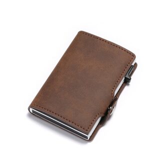Zovyvol Mannen Mode Portemonnee Vintage Kaarthouder Rfid Slanke Koffer Business Luxe Card Case Anti-Diefstal-Kaart koffie ZF002