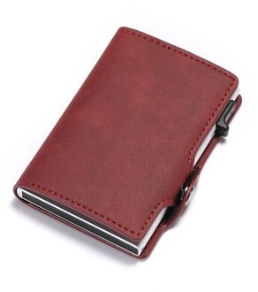 Zovyvol Mannen Mode Portemonnee Vintage Kaarthouder Rfid Slanke Koffer Business Luxe Card Case Anti-Diefstal-Kaart rood ZF002