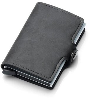 Zovyvol Pu Leather Credit Card Houder Card Case Vrouwen Mannen Rfid Portefeuilles Hasp Vintage Zaken Id Houder Enkele Doos Kleine portemonnees CZ055 grijs