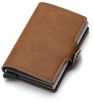 Zovyvol Pu Leather Credit Card Houder Card Case Vrouwen Mannen Rfid Portefeuilles Hasp Vintage Zaken Id Houder Enkele Doos Kleine portemonnees CZ055 licht bruin