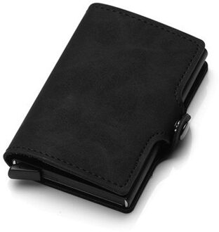 Zovyvol Pu Leather Credit Card Houder Card Case Vrouwen Mannen Rfid Portefeuilles Hasp Vintage Zaken Id Houder Enkele Doos Kleine portemonnees CZ055 zwart