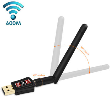 Zoweetek Draadloze Mini Wifi Adapter 2d600Mbps 802.11ac Dual Band 2.4G/5G Usb Ethernet Ontvanger 2dBi