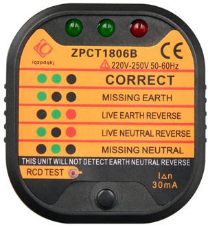 ZPCT1806B Outlet Socket Tester Detector Circuit Polarity Voltage Plug Breaker EU Ground Zero Line Switch Safety Electroscope