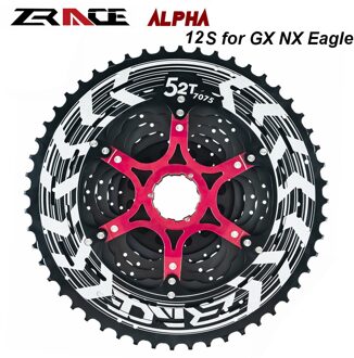 Zrace Alpha 12 S Rood Lichtgewicht Fiets Cassette 12 Speed Mtb Vrijloop 11-50T52T Voor M9100 / XX1 X01 Gx nx Eagle ZRACE-12s 11-52T rood