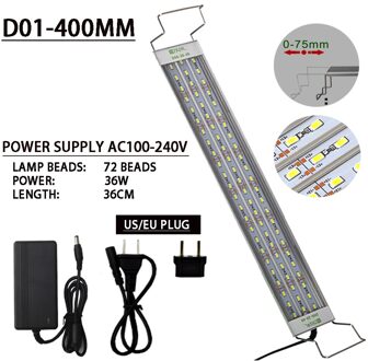Zrdr Aquarium Planten Led Licht Aluminium Ultra-Dunne Waterdichte Metalen Beugel Waterscape Verfraaiing Lamp Planten Lamp D01-400mm
