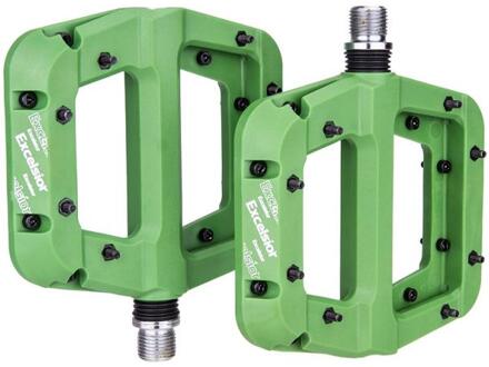 Ztto Mtb Pedaal Bus Lagers Nylon Ultralight Platte Pedaal Weg Mountainbike Bmx Anti-Slip Grote Voet Plastic Fiets pedaal groen