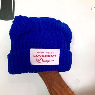 Zuid-korea Ins Kat Oor Wollen Gebreide Muts Vrouwen Casual Veelzijdige Netto Rode Warme Herfst En Winter Bescherming Hoofddeksels Blauw