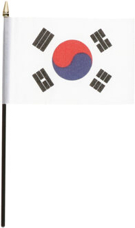 Zuid Korea - mini vlaggetje van 10 x 15 cm op stokje - Landen vlag - H27 cm
